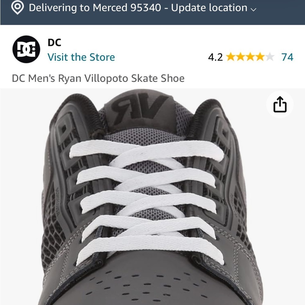 DC men’s Ryan Villopoto skate shoe outdoor sports grey, black, white suede 11.5 - Picture 12 of 14